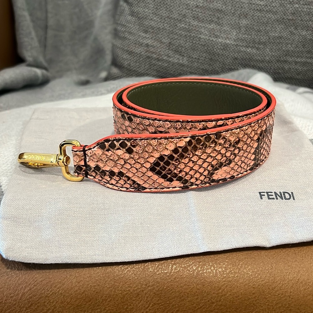 FENDI Strap You Python Leather Shoulder Pink SNAKESKIN Olive Green Handbag Strap